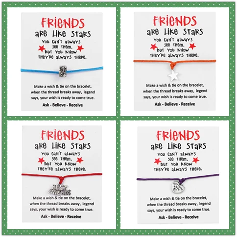 5pcs/lot Make A Wish Card Bracelet Adjustable Friendship Statement Bracelets For Women Men Gift With Card Wholesale
5pcs/lot Make A Wish Card Bracelet Adjustable Friendship Statement Bracelets For Women Men Gift With Card Wholesale