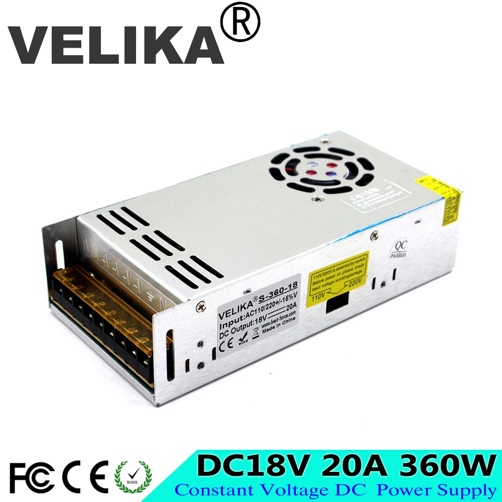 fonte 18v 20A 360W dc power supply Switching Switch Driver Transformer 110V 220V AC-DC SMPS DC18V for LED Strip Light CCTV CNC
fonte 18v 20A 360W dc power supply Switching Switch Driver Transformer 110V 220V AC-DC SMPS DC18V for LED Strip Light CCTV CNC