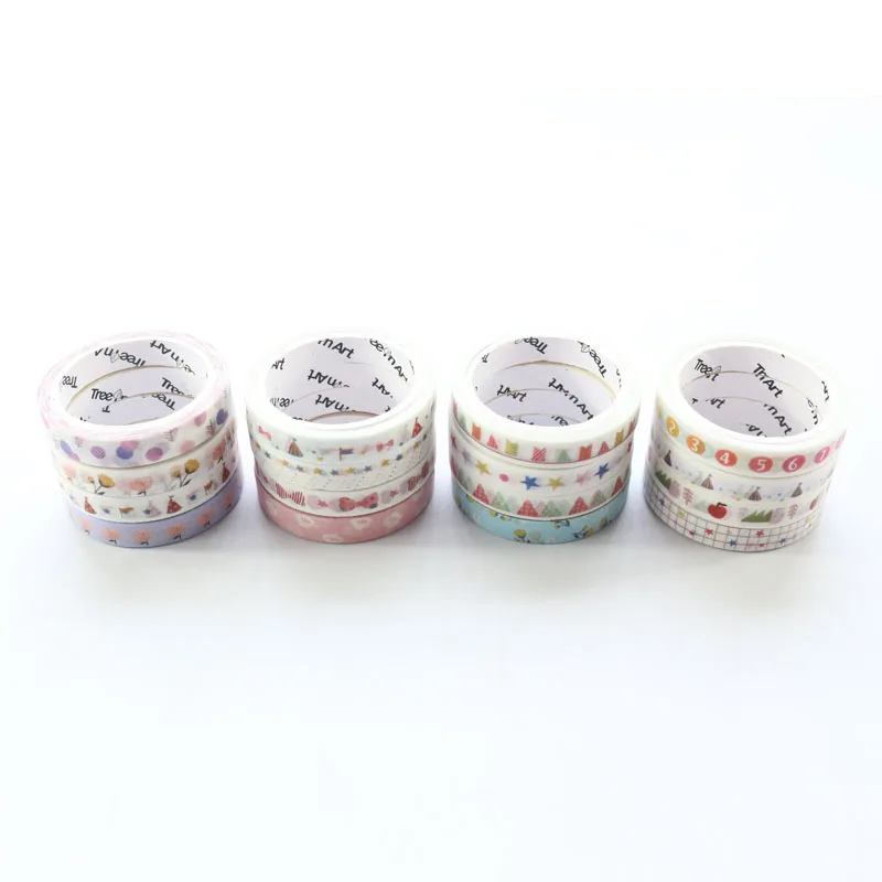 

Domikee New cute kawaii Japanese school student cartoon decoration washi tapes set for diary planner notebooks stationery,4pcs