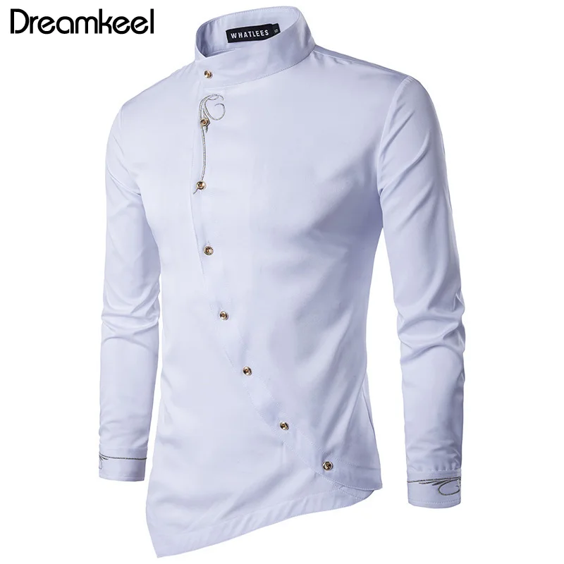 2019 Hot New Men's Long-sleeved Slim Shirt Men's Shirt Personalized Oblique Button Irregular Men's Casual Shirt M-2XL Y
2019 Hot New Men's Long-sleeved Slim Shirt Men's Shirt Personalized Oblique Button Irregular Men's Casual Shirt M-2XL Y