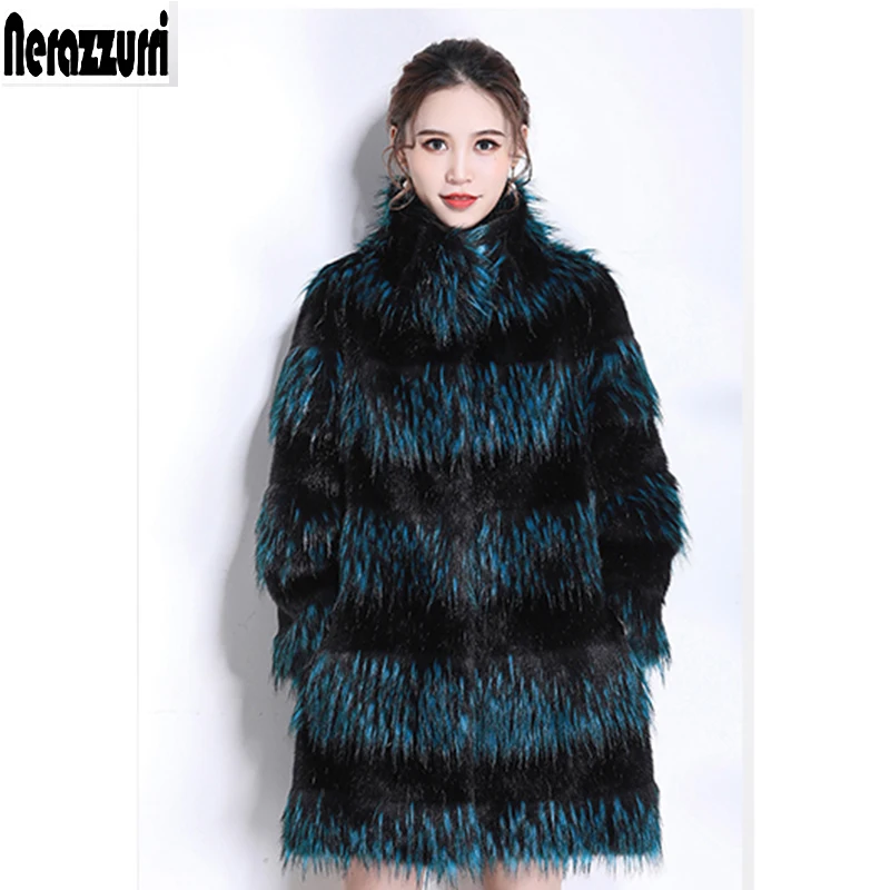 Nerazzurri Fox Fur Coat Women Gradient Thicken Warm Winter Fluffy Fake Fur Jacket Plus Size Colorful Womens Clothing 5xl 6xl 7xl
Nerazzurri Fox Fur Coat Women Gradient Thicken Warm Winter Fluffy Fake Fur Jacket Plus Size Colorful Womens Clothing 5xl 6xl 7xl