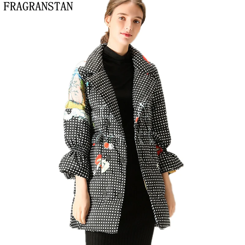 Winter Ladies Elegant Plaid Cartoon Print Three Quarter White Duck Down Jacket Woman Casual Loose Parkas Thick Warm Coat LY247
Winter Ladies Elegant Plaid Cartoon Print Three Quarter White Duck Down Jacket Woman Casual Loose Parkas Thick Warm Coat LY247