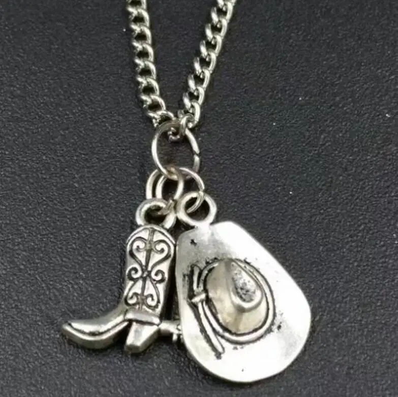 Cowboy boots & cowboy hat Necklace Pendants Charms Vintage Silver Collar Statement Women Accessories Jewelry Holiday Gifts
Cowboy boots & cowboy hat Necklace Pendants Charms Vintage Silver Collar Statement Women Accessories Jewelry Holiday Gifts