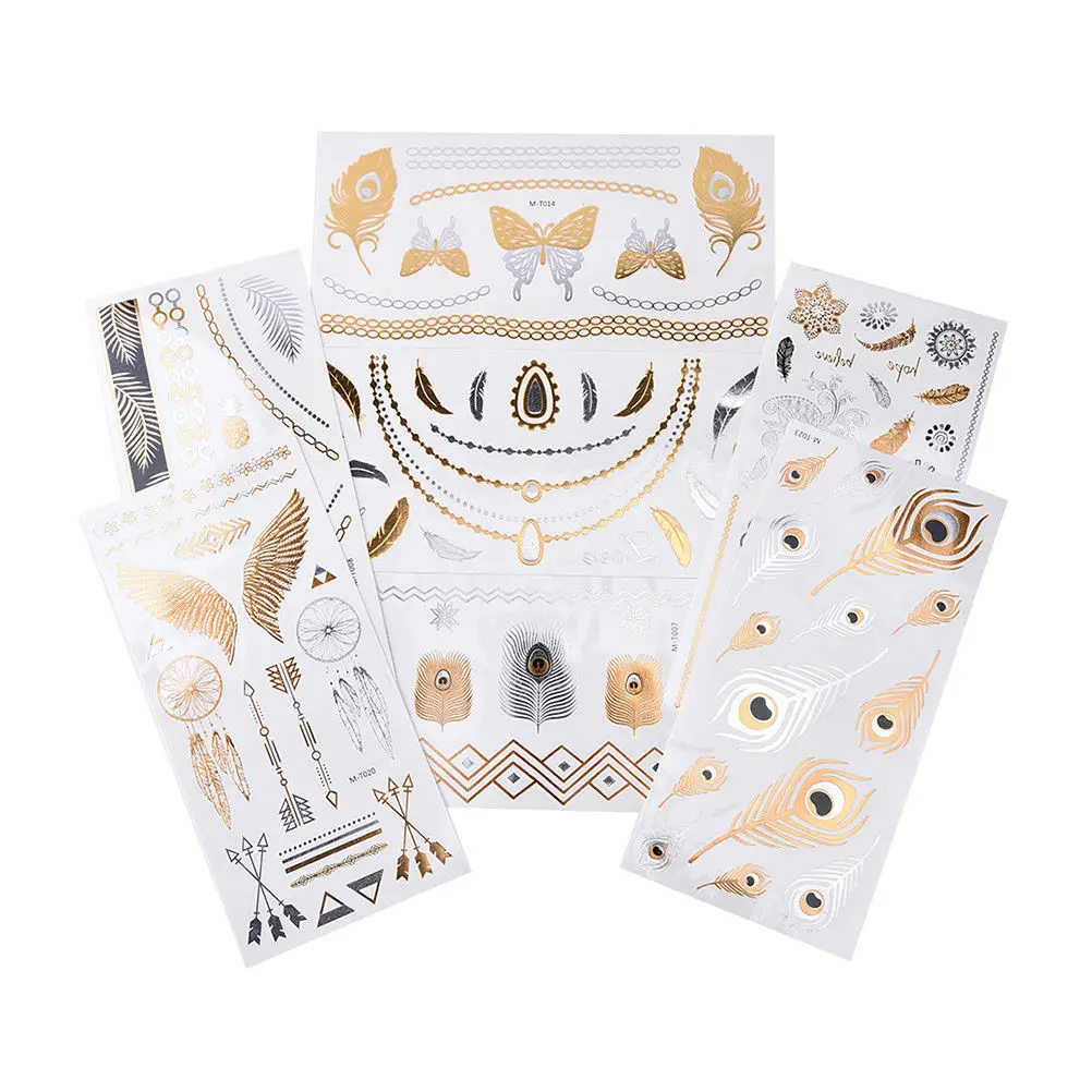 1 sheetGood pattern Metallic Gold Tattoo Silver Waterproof Temporary tattoos Stickers on the body women Flash Tattoo Stickers
1 sheetGood pattern Metallic Gold Tattoo Silver Waterproof Temporary tattoos Stickers on the body women Flash Tattoo Stickers