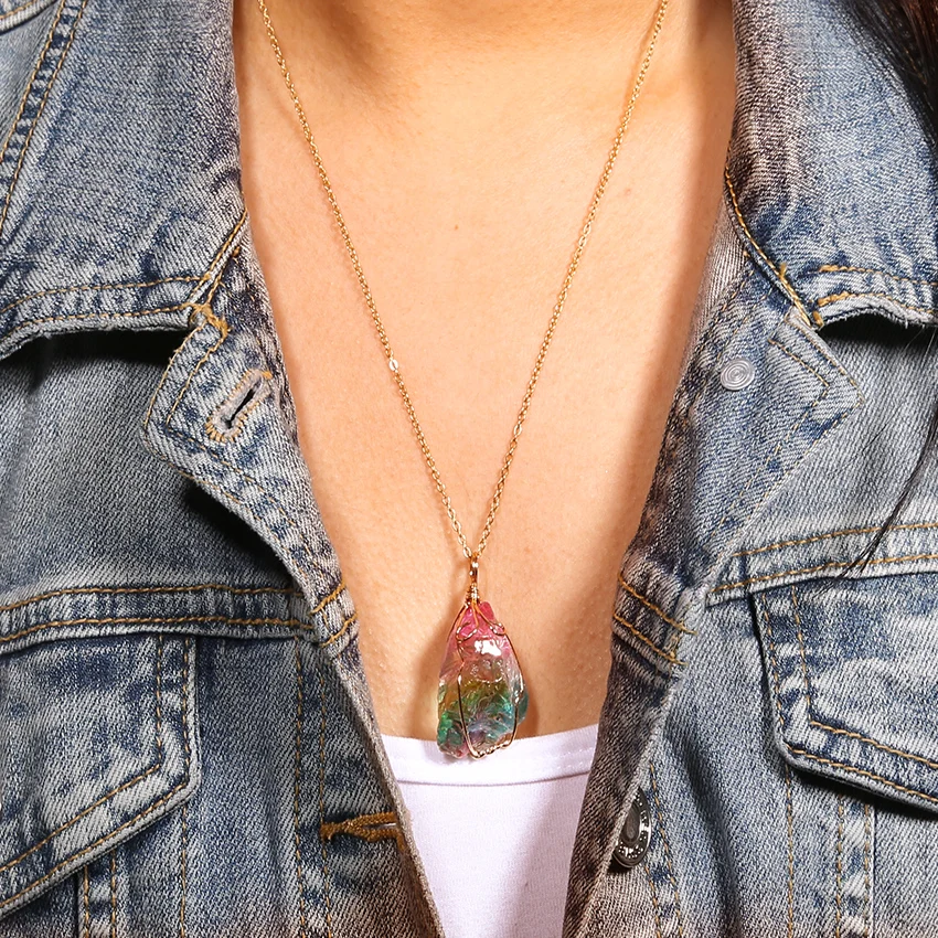 Seven Colors Natural Stone Wrap Crystal Pendant Transparent Multicolor Chain Necklace Necklace
Seven Colors Natural Stone Wrap Crystal Pendant Transparent Multicolor Chain Necklace Necklace