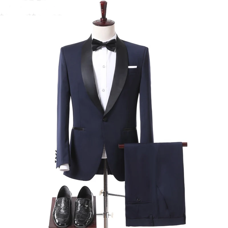 2018 Navy Blue Wedding Groomsmen Tuxedos Groom Wear Black Shawl Lapel Two Piece One Button Business Men Suits (Jacket + Pants)
2018 Navy Blue Wedding Groomsmen Tuxedos Groom Wear Black Shawl Lapel Two Piece One Button Business Men Suits (Jacket + Pants)