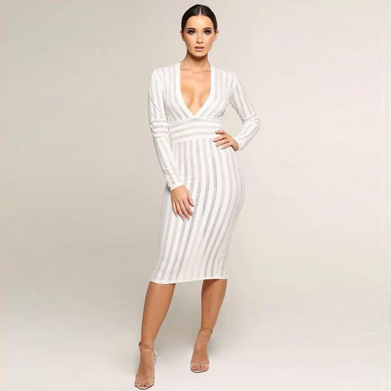 2019 new spring strap dress women's dress sexy long-sleeved white long V-neck club dress elegant party dress
2019 new spring strap dress women's dress sexy long-sleeved white long V-neck club dress elegant party dress
