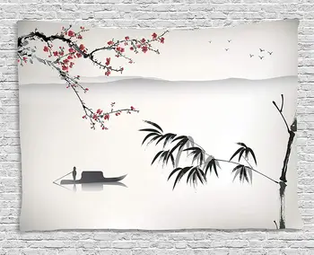 House Decor Collection Chinese Waterscape Painting Artwork Print with Bamboo Sakura Trees Birds Boat Room Hanging Tapestry
House Decor Collection Chinese Waterscape Painting Artwork Print with Bamboo Sakura Trees Birds Boat Room Hanging Tapestry