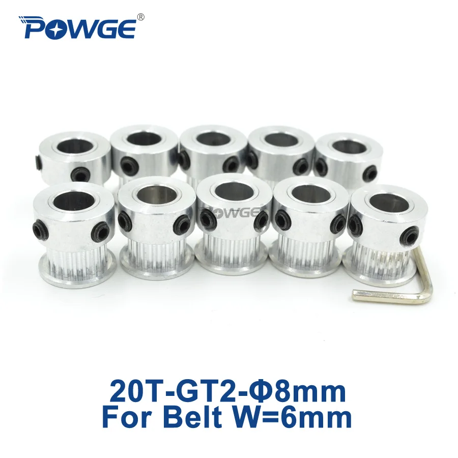POWGE 20 Teeth 2GT 2M Timing Pulley Bore 8mm for width 6mm 2MGT GT2 Open Synchronous belt small backlash 20T 20Teeth 10pcs
POWGE 20 Teeth 2GT 2M Timing Pulley Bore 8mm for width 6mm 2MGT GT2 Open Synchronous belt small backlash 20T 20Teeth 10pcs