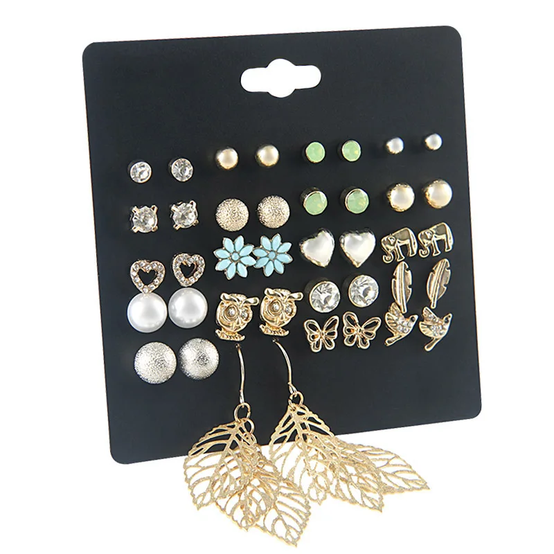 New 20 Pairs/lot Punk Fashion Stud Earrings Set For Women Elegant Mixed Crystal Flower Bow metal Ball Earings Jewelry 5 Styles
New 20 Pairs/lot Punk Fashion Stud Earrings Set For Women Elegant Mixed Crystal Flower Bow metal Ball Earings Jewelry 5 Styles