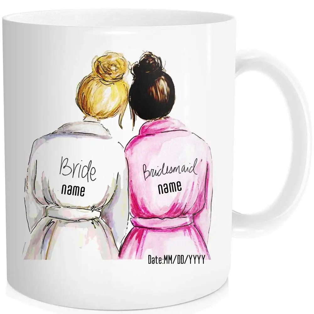 

Classic Personalized Bride Maid of Honor Gifts Custom Name Best Friend Bridesmaid Coffee Mug Tea Cup Wedding Bridal Party Favor