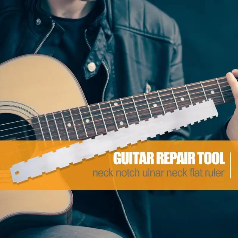 Guitar Neck Notched Ruler Fret Fingerboard Straight Edge Measuring Repair Tool stainless steel Ruler Guitar Accessories New 
Guitar Neck Notched Ruler Fret Fingerboard Straight Edge Measuring Repair Tool stainless steel Ruler Guitar Accessories New