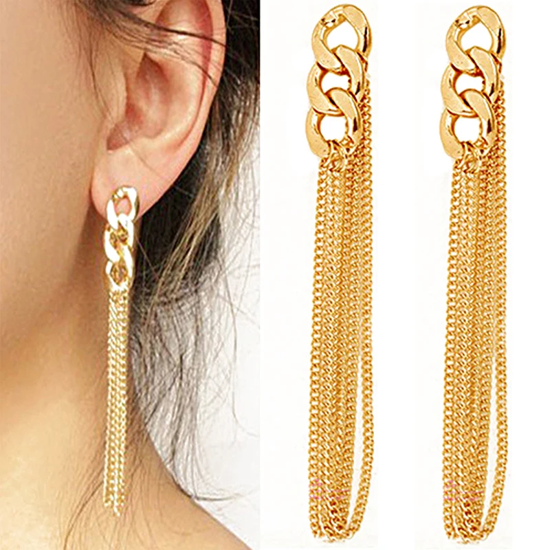 Hot sale Retro Women Long Golden Tassel Chain Ear Drop Earrings, Vintage Chunky Dangle Earrings for Girls
Hot sale Retro Women Long Golden Tassel Chain Ear Drop Earrings, Vintage Chunky Dangle Earrings for Girls