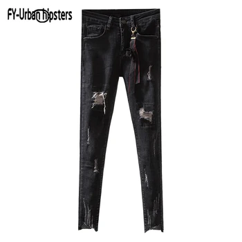 Asymmetrical Straight Women holes nine Jeans Ribbon mid Waist Korean Washed Denim Jeans Female ripped stretch jeans for women
Asymmetrical Straight Women holes nine Jeans Ribbon mid Waist Korean Washed Denim Jeans Female ripped stretch jeans for women