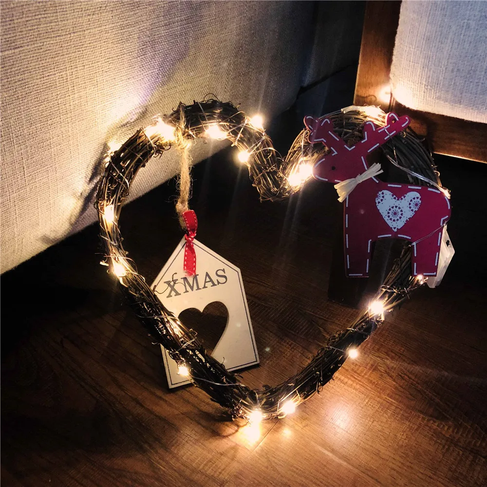 Xmas For Home DIY Rattan Wreath String Lights Lamp Christmas Door Wall Decor With 20 LED Beads Christmas Tree Ornaments
Xmas For Home DIY Rattan Wreath String Lights Lamp Christmas Door Wall Decor With 20 LED Beads Christmas Tree Ornaments