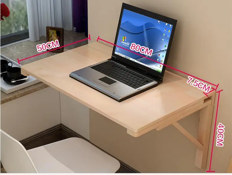80 50cm Wall Mounted Laptop Desk Solid Wood Multipurpose Folding