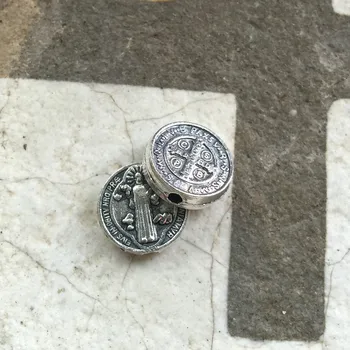 Diameter 10mm thickness 3mm Tiny Medal Beads St. Benedict Saint Catholic Gift silver color medals bead for Bracelet Rosary
Diameter 10mm thickness 3mm Tiny Medal Beads St. Benedict Saint Catholic Gift silver color medals bead for Bracelet Rosary