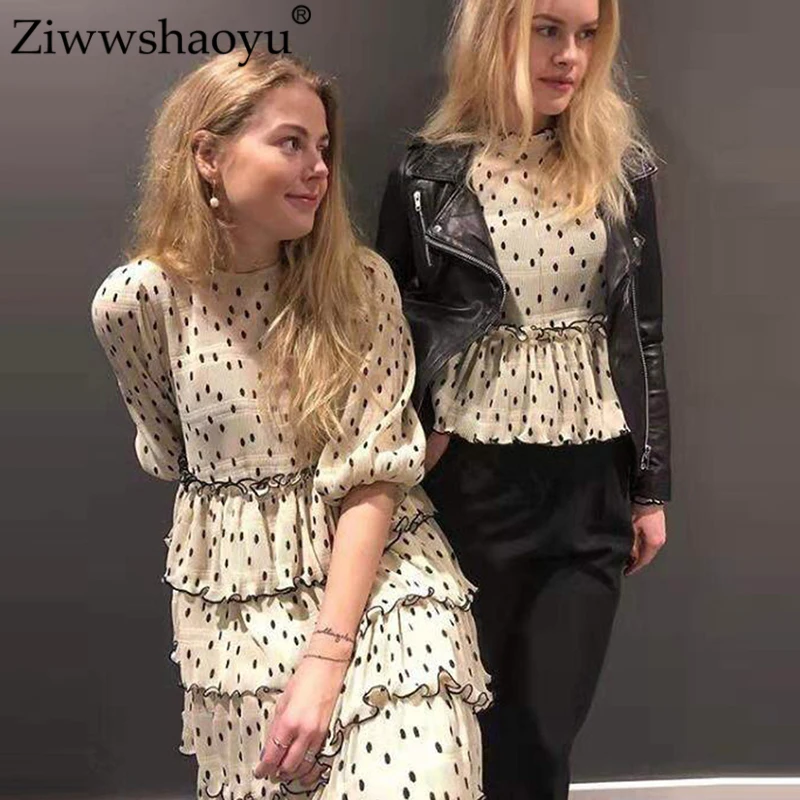 Ziwwshaoyu Vacation O-Neck Dot dresses elegant Puff Sleeve Cascading Ruffle dress Spring and summer new women's
Ziwwshaoyu Vacation O-Neck Dot dresses elegant Puff Sleeve Cascading Ruffle dress Spring and summer new women's