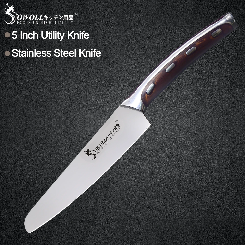 Sowoll Kitchen Stainless Steel Knife Fruit Meat Fish Cooking Accessories 5 inch Sharp Blade Resin Fibre Handle Utility Knife
Sowoll Kitchen Stainless Steel Knife Fruit Meat Fish Cooking Accessories 5 inch Sharp Blade Resin Fibre Handle Utility Knife