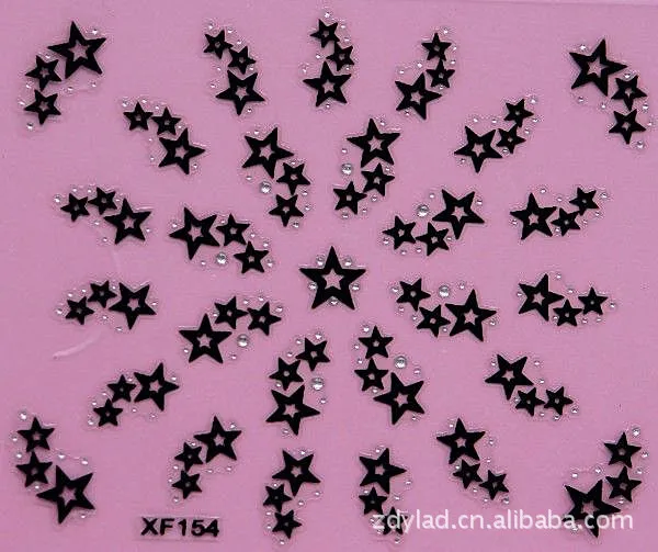 black 3D star design Water Transfer Nails Art Sticker decals lady women manicure tools Nail Wraps Decals XF154
black 3D star design Water Transfer Nails Art Sticker decals lady women manicure tools Nail Wraps Decals XF154