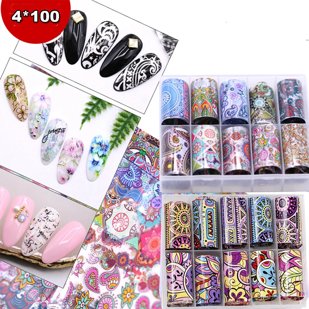 10Color/Set 4x100CM Retro Colorful Flower Adhesive Decals Wrap Slider Tape Nail Art Transfer Foil Stickers Paper Nail Decoration
10Color/Set 4x100CM Retro Colorful Flower Adhesive Decals Wrap Slider Tape Nail Art Transfer Foil Stickers Paper Nail Decoration