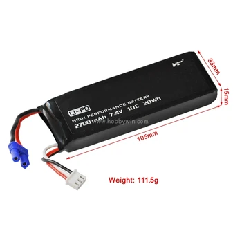 7.4V/2S 2700mAh 10C LiPO battery EC2 plug For Hubsan H501S RC aircraft Lipolymer power pack
7.4V/2S 2700mAh 10C LiPO battery EC2 plug For Hubsan H501S RC aircraft Lipolymer power pack