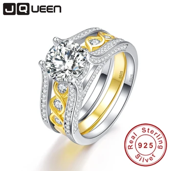 JQUEEN 2.6Ct Topaz S925 Sterling Silver Ring Set with 18k Gold Plated Tail Ring Real Silver Couple Wedding Rings For Women
JQUEEN 2.6Ct Topaz S925 Sterling Silver Ring Set with 18k Gold Plated Tail Ring Real Silver Couple Wedding Rings For Women