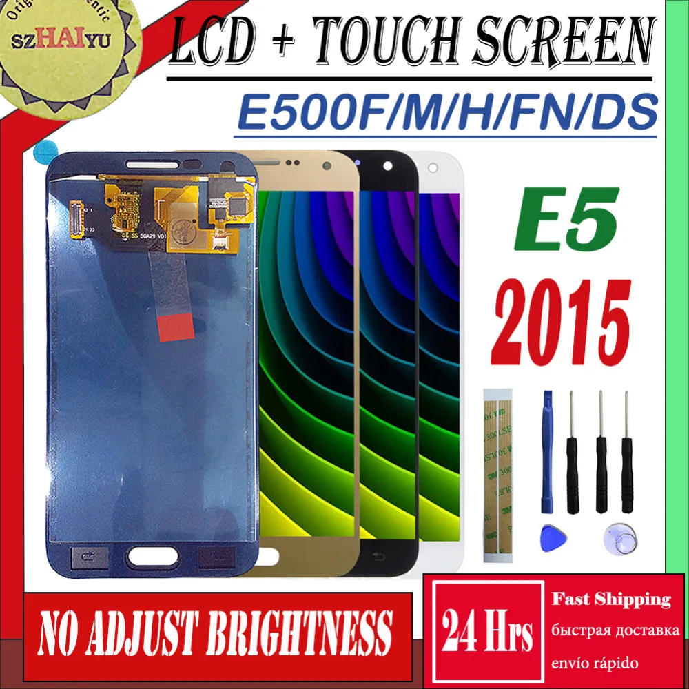 SZHAIYU SM-E500FN/F/M/H/DS For Samsung Galaxy E5 2015 E500 Touch Sreen + LCD Display E500H E500FN E500F E500M /DS Screen Panel
SZHAIYU SM-E500FN/F/M/H/DS For Samsung Galaxy E5 2015 E500 Touch Sreen + LCD Display E500H E500FN E500F E500M /DS Screen Panel