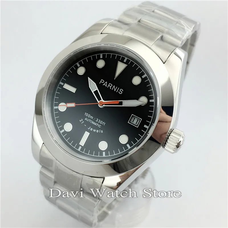 40mm Parnis Black Dial Automatic Movement Stainless Steel Sapphire Glass Men's Watches
40mm Parnis Black Dial Automatic Movement Stainless Steel Sapphire Glass Men's Watches