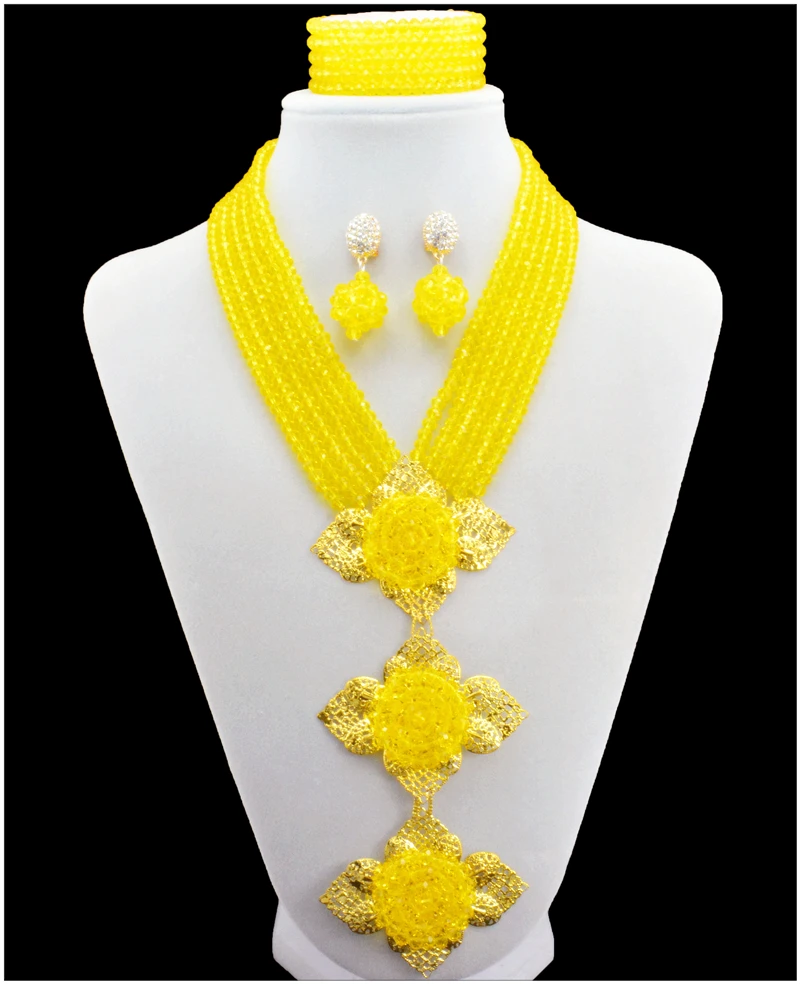 Bridesmaid Through Yellow Crytal Jewelry set Statement Flower Nigerian Wedding African Beads Women Necklaces Earrings set
Bridesmaid Through Yellow Crytal Jewelry set Statement Flower Nigerian Wedding African Beads Women Necklaces Earrings set