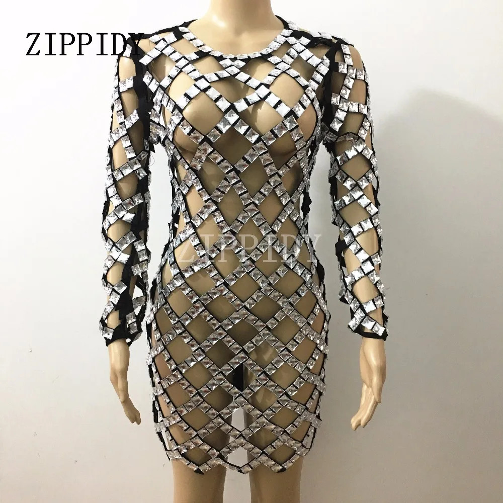 Big Shining Stones Stretch Hollow Dress Female Singer Dancer Costume One-piece Dress Oufit Nightclub Show Party Dresses
Big Shining Stones Stretch Hollow Dress Female Singer Dancer Costume One-piece Dress Oufit Nightclub Show Party Dresses