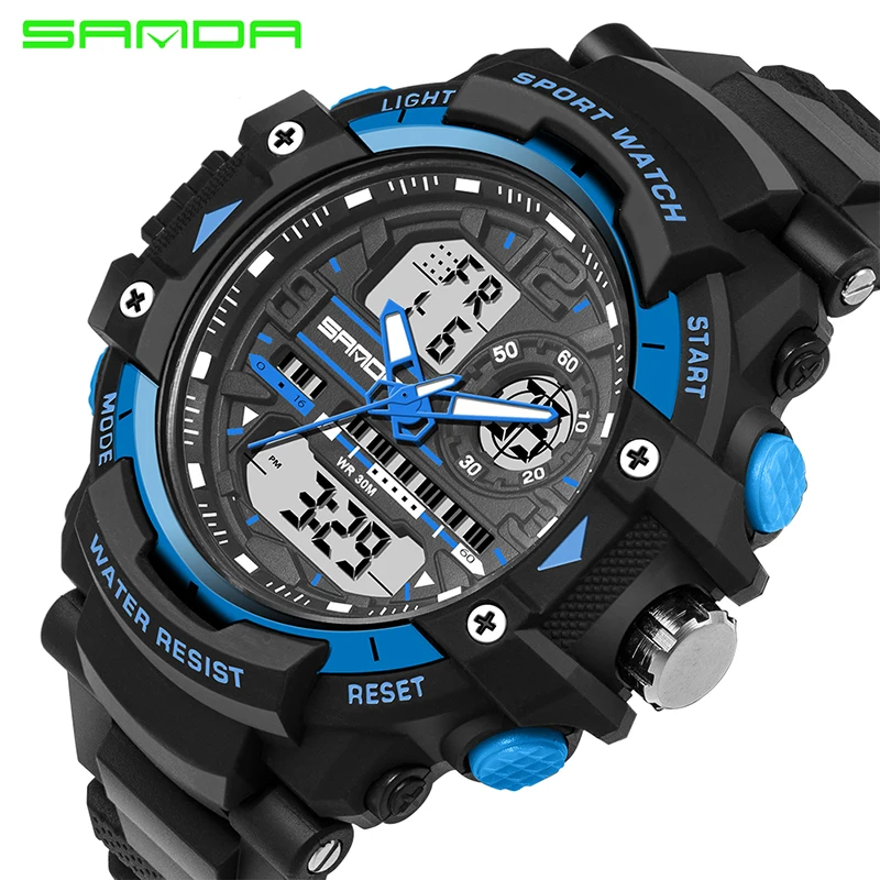 Top Sanda Brand G Style Shock Watch Men Electronic Watch Digital Watches Military Sport Reloj Hombre Waterproof Male Clock New
Top Sanda Brand G Style Shock Watch Men Electronic Watch Digital Watches Military Sport Reloj Hombre Waterproof Male Clock New