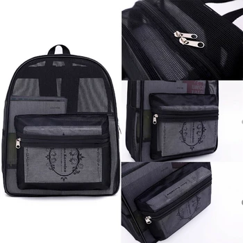 New Men Women Clear See Through Mesh Backpack Sports Pack Travel Large Bag Black 
New Men Women Clear See Through Mesh Backpack Sports Pack Travel Large Bag Black