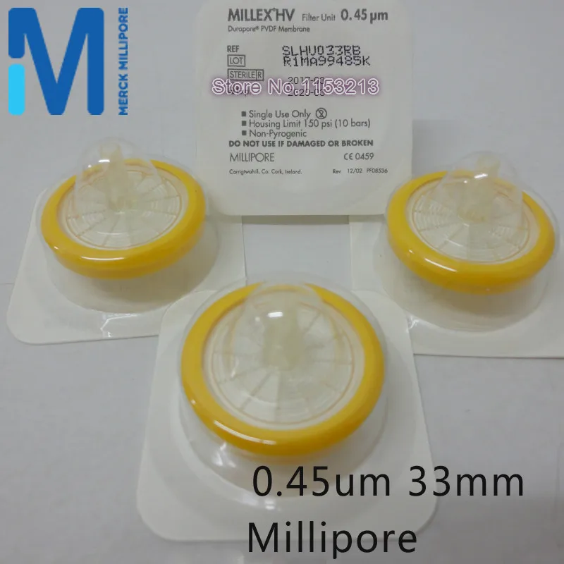 

Millipore Syringe-Driven Filter Unit 33mm Sterile Syringe Filter 0.45um 0.22um Hydrophilic PVDF Membrane Filter SLHV033RB 50pcs