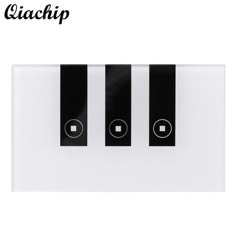 

QIACHIP AC 90-250V 3 Gang 1 Way Tempered Glass Wireless WIFI Remote Control Smart Home Touch Switch Panel Work With Amazon Alexa