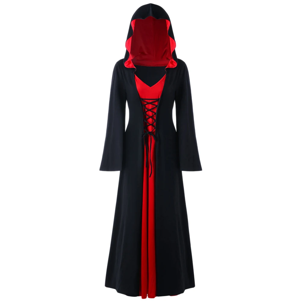 Kenancy Women Gothic Hooded Dresses Plus Size 5XL Lace Up Maxi Dress Women Spring Novelty Oversized Long Sleeves Bage Dresses
Kenancy Women Gothic Hooded Dresses Plus Size 5XL Lace Up Maxi Dress Women Spring Novelty Oversized Long Sleeves Bage Dresses