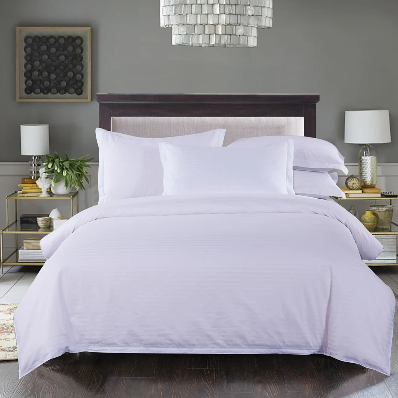Pure white satin stripe 4 Pcs duvet cover + fitted sheet + pillowcase 100% cotton soft pure white solid color bedding textile
Pure white satin stripe 4 Pcs duvet cover + fitted sheet + pillowcase 100% cotton soft pure white solid color bedding textile