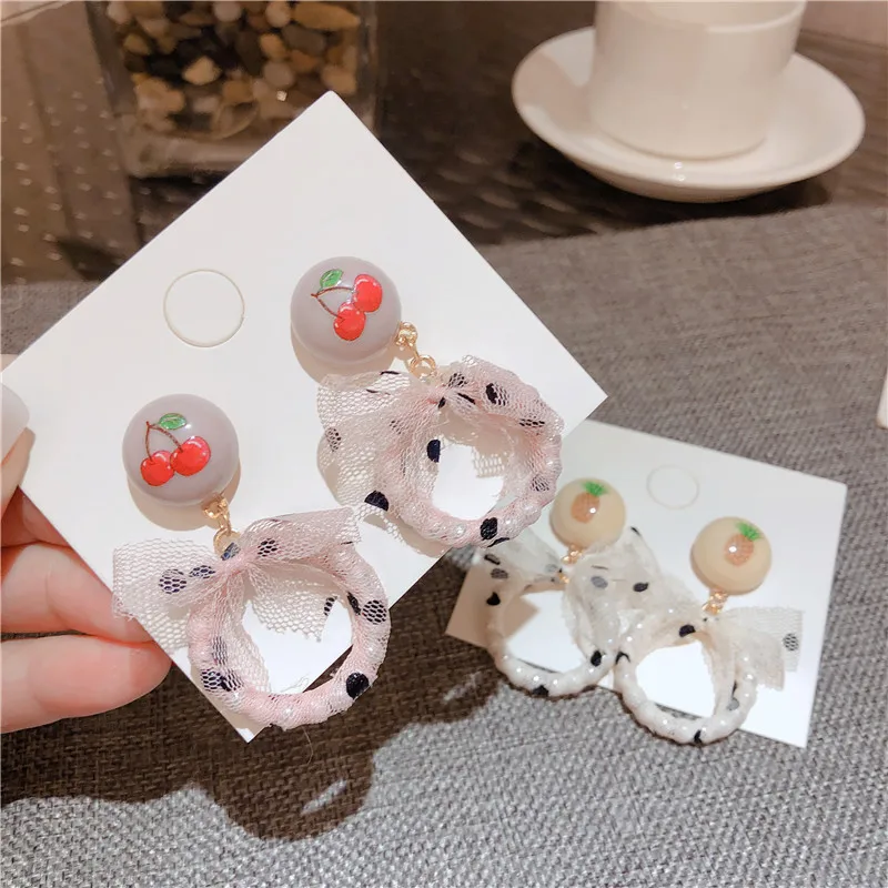 New Korean Fashion Round Fruit Earrings Sweet Fabric Bow Long Earring Pearl Dangle Earrings for Women Jewelry Accessories Gift
New Korean Fashion Round Fruit Earrings Sweet Fabric Bow Long Earring Pearl Dangle Earrings for Women Jewelry Accessories Gift