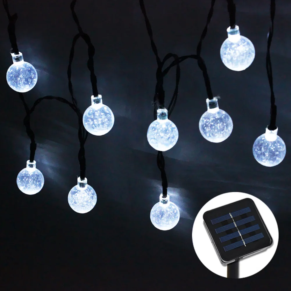 Image Solar Powered Led Outdoor String Lights 30LEDs Crystal Ball Globe Fairy Strip Lights for Outside Garden Party Christmas Decor