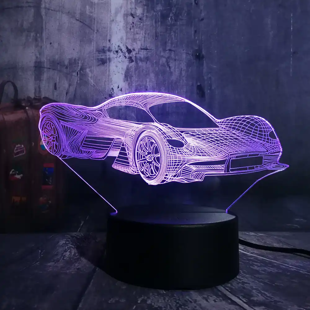 cool modern feerrari car 3d led night light 7 color change touch