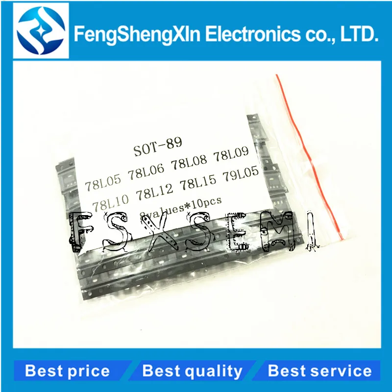 8values X10pcs=80pcs SOT-89 SMD transistor Assorted KIT 78L05 78L06 78L08 78L09 78L10 78L12 78L15 79L05
8values X10pcs=80pcs SOT-89 SMD transistor Assorted KIT 78L05 78L06 78L08 78L09 78L10 78L12 78L15 79L05