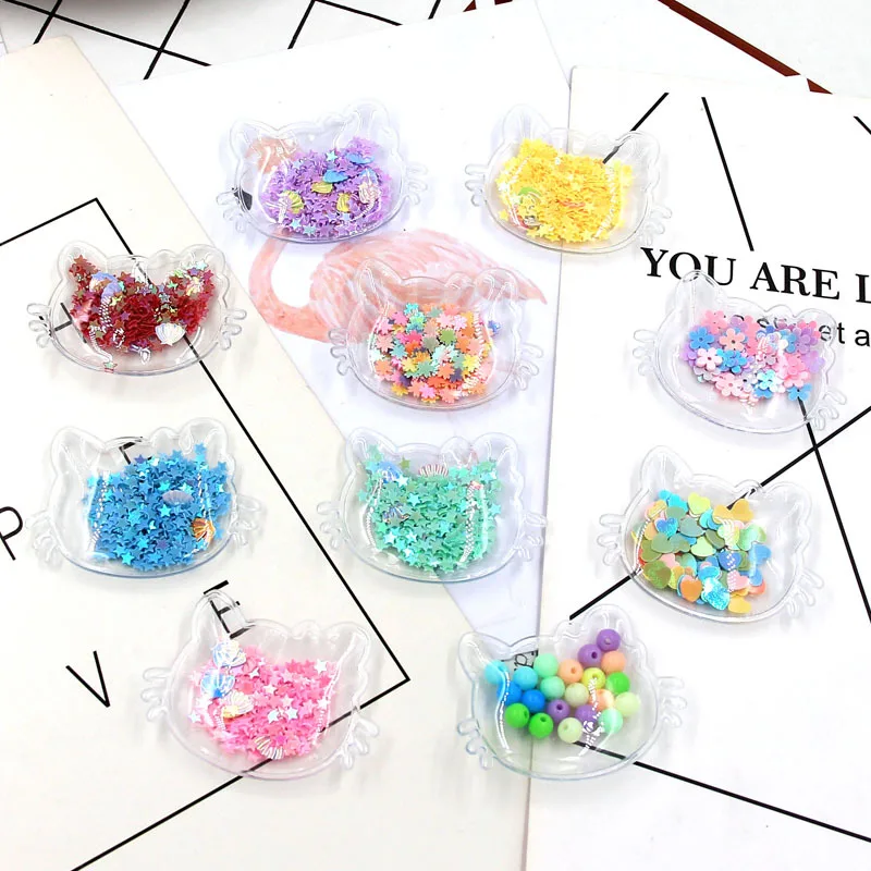 10pcs/lot 6*4.6cm Transparent Plastic Cat with Colorful Sequins Inside Appliques DIY Accessories Craft Handmade Decoration
10pcs/lot 6*4.6cm Transparent Plastic Cat with Colorful Sequins Inside Appliques DIY Accessories Craft Handmade Decoration