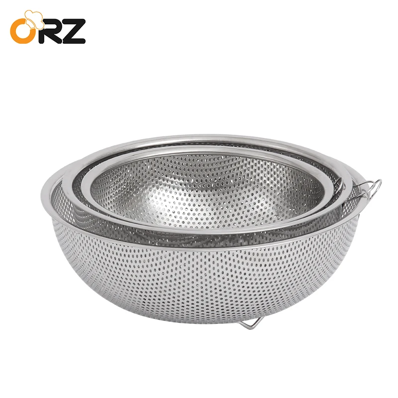 ORZ 3PCS Kitchen Colander Set Vegetable Fruits Washing Draining Basket Stainless Steel Wash Rice Sieve Strainer Storage Basket
ORZ 3PCS Kitchen Colander Set Vegetable Fruits Washing Draining Basket Stainless Steel Wash Rice Sieve Strainer Storage Basket