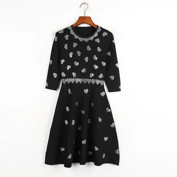 Luxury Designer Brand Knitted Dress for Women Runway Sexy Hepburn Love Diamonds A Line Mini Dress Black
Luxury Designer Brand Knitted Dress for Women Runway Sexy Hepburn Love Diamonds A Line Mini Dress Black