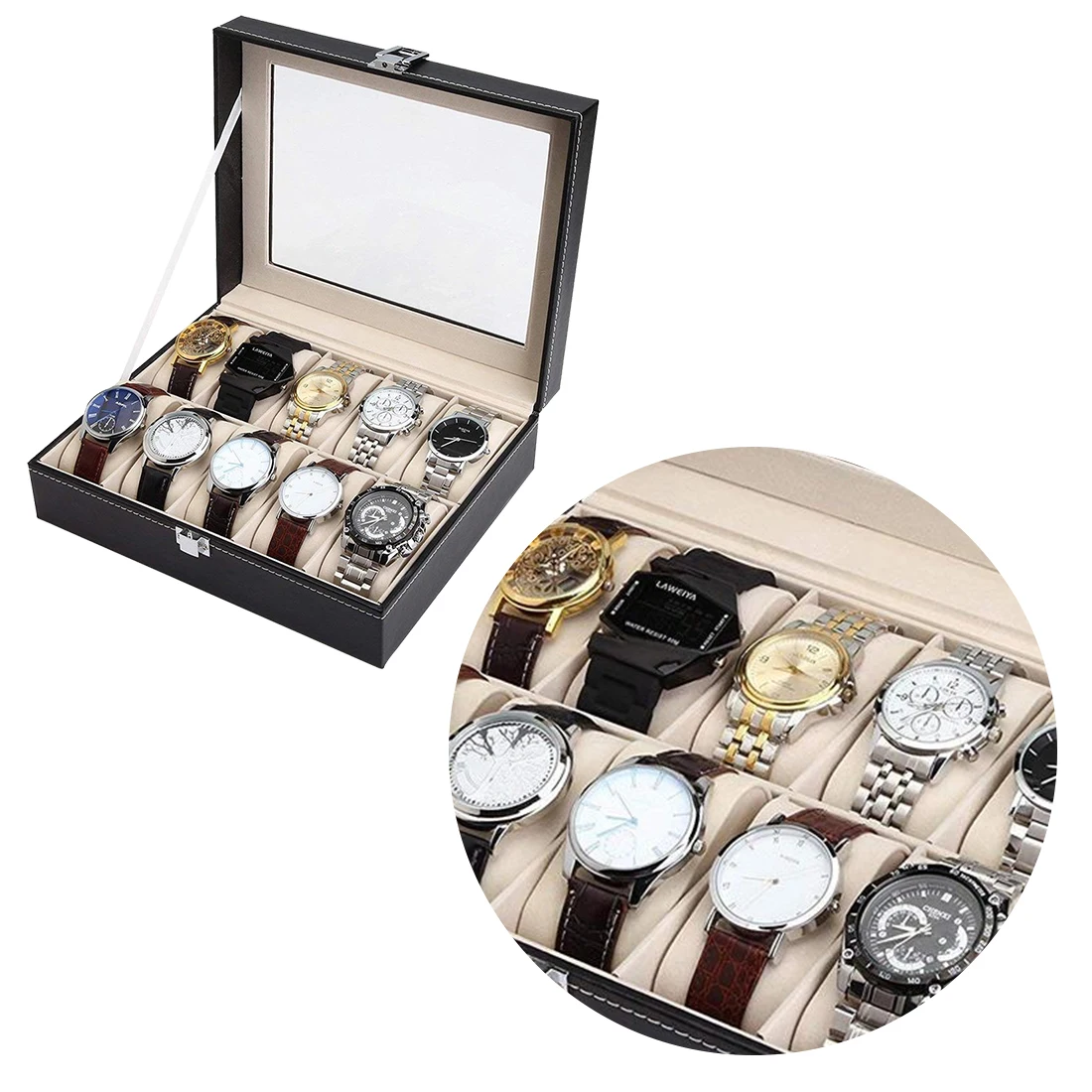 Watch Display Case Jewelry Collection Storage Organizer PU Box Grid Wristwatch box
Watch Display Case Jewelry Collection Storage Organizer PU Box Grid Wristwatch box