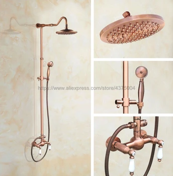 Antique Red Copper Shower Faucet Set 8 Inch Shower Head Hand Shower Sprayer W/ Hand Shower Wall Mounted Mixer Tap Nrg613
Antique Red Copper Shower Faucet Set 8 Inch Shower Head Hand Shower Sprayer W/ Hand Shower Wall Mounted Mixer Tap Nrg613