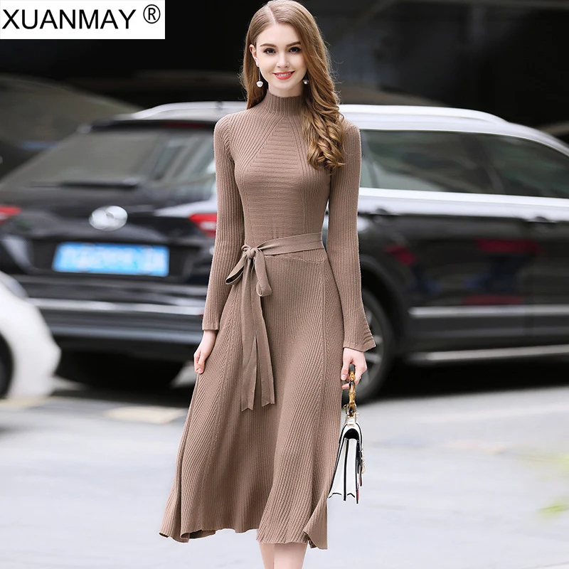 Spring long-sleeved dress Elegant lady Round neck Bright red Sweater dress fashion elegant England style Long style dress
Spring long-sleeved dress Elegant lady Round neck Bright red Sweater dress fashion elegant England style Long style dress
