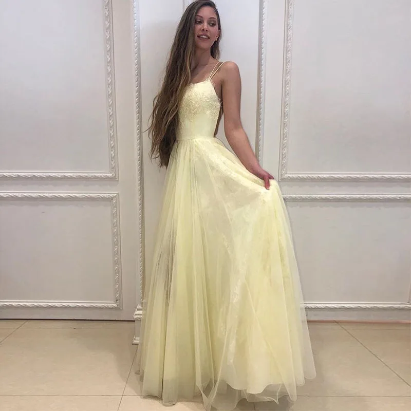 Full Length A-line Prom Dress Spaghetti Straps Crisscross Back Formal Party Gowns 2019 Yellow Lace Vestido De Formatura Longo
Full Length A-line Prom Dress Spaghetti Straps Crisscross Back Formal Party Gowns 2019 Yellow Lace Vestido De Formatura Longo