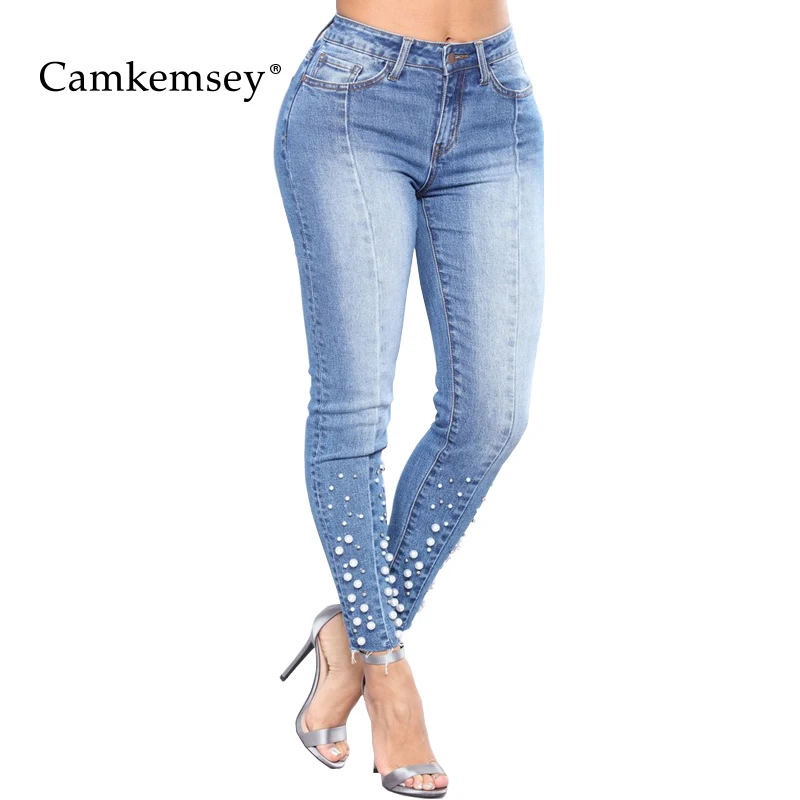CamKemsey Plus Size 3XL Pearl Beaded Frayed High Waist Jeans Woman 2018 Sexy Stretch Skinny Jeans For Women Slim Denim Pants
CamKemsey Plus Size 3XL Pearl Beaded Frayed High Waist Jeans Woman 2018 Sexy Stretch Skinny Jeans For Women Slim Denim Pants