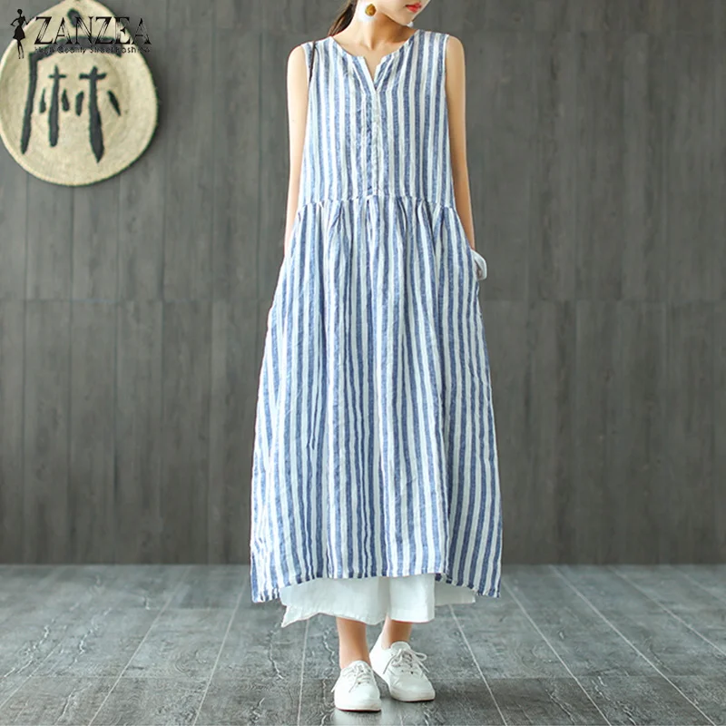 ZANZEA Summer Striped Dress Women Sleeveless V Neck Casual Vintage Loose Sundress Plus Size Work Kaftan Tanks Vestido Female
ZANZEA Summer Striped Dress Women Sleeveless V Neck Casual Vintage Loose Sundress Plus Size Work Kaftan Tanks Vestido Female